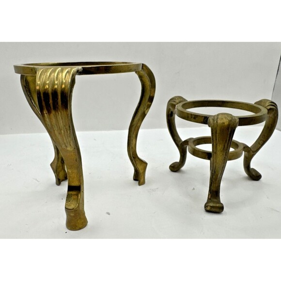 Unbranded Other - Set of 2 VTG Brass Stand Candle Holder Planter Sphere Holder Gold